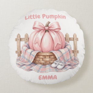Anpassad Liten Pumpa Pinkoween Baby Akvarell Rund Kudde