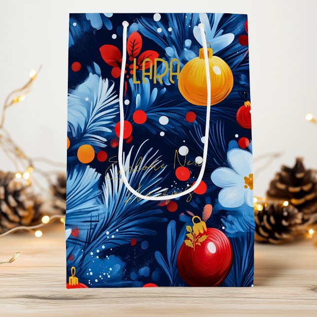 Anpassad Ljus Blommig Jul Presentpåse (Skapare uppladdad)