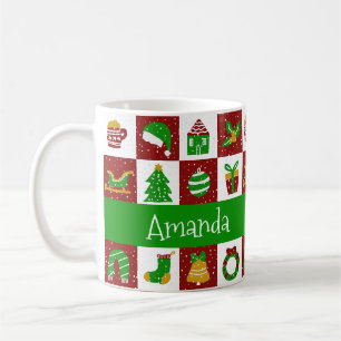 Anpassad Ljus Lysande Röd Jul Layout Kaffemugg