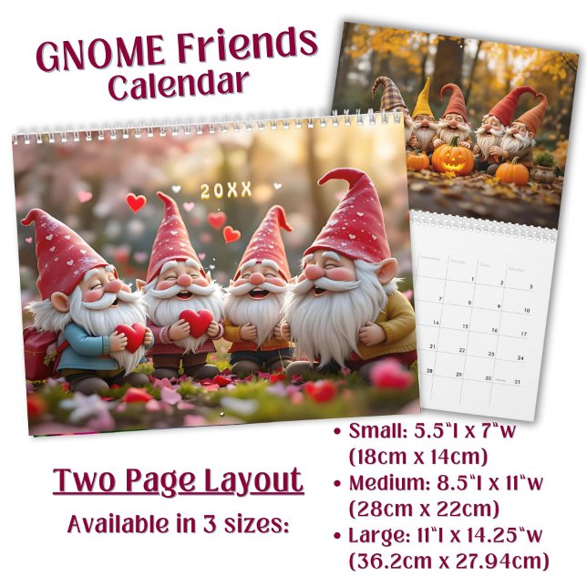 Anpassad ljus rolig Gnome Vänner Konst  Kalender (Skapare uppladdad)