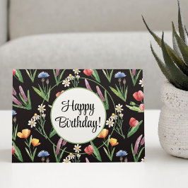 Anpassad, Ljus Vilda Blommor Lycka Till Födelsedag Kort