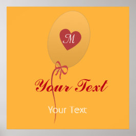 Anpassad ljusgul ballong baby fest födelsedag poster