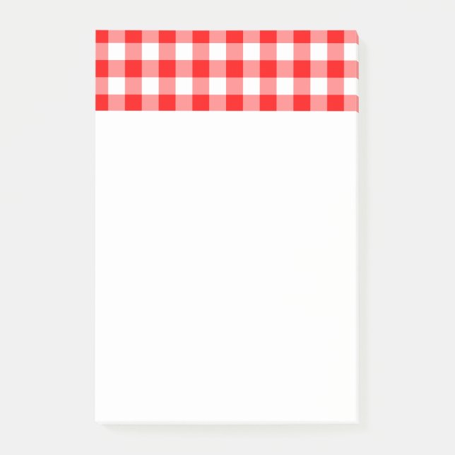 Anpassad ljusröd gingham post-it block (Framsida)