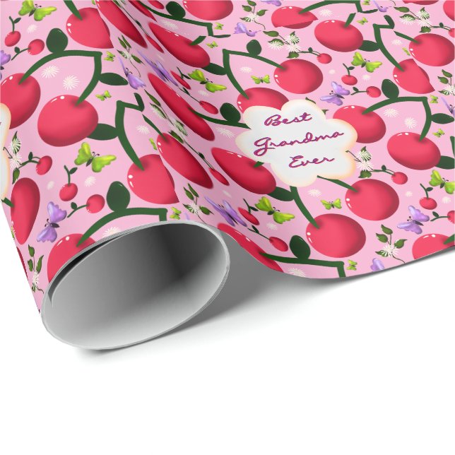Anpassad ljusrosa blommig körsbärsmönster present presentpapper (Rullad Hörn)