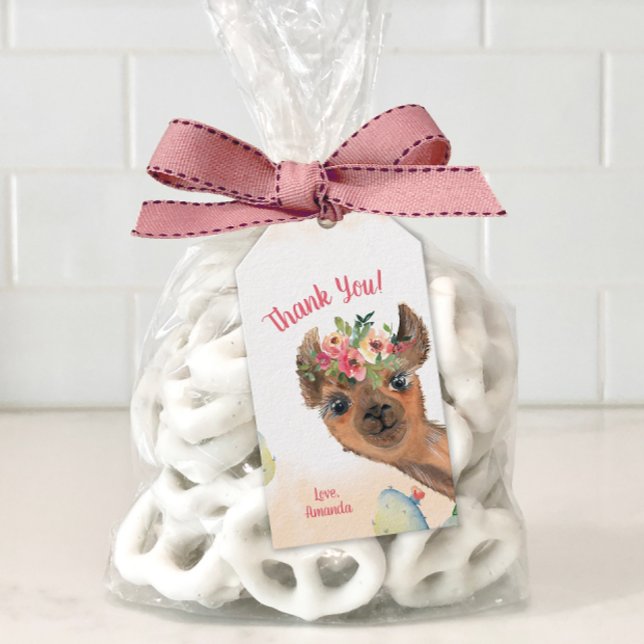 Anpassad Llama Presentetikett (Personalized llama themed favor tag)