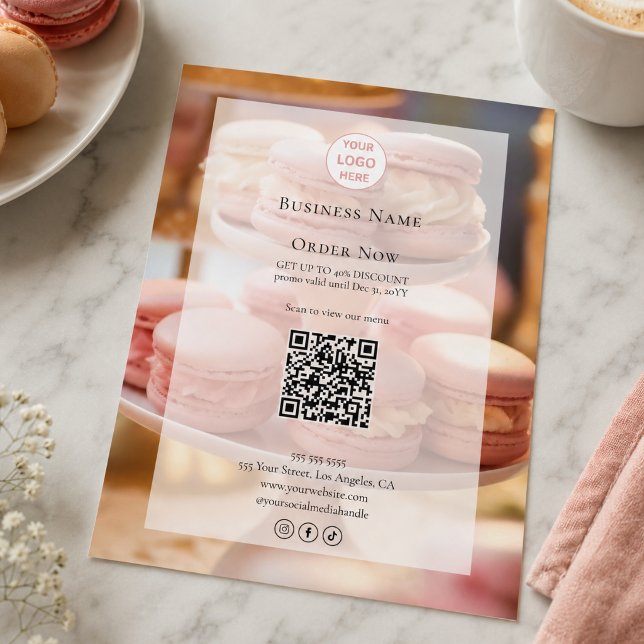 Anpassad logotyp Bageri Foto QR-kod Reklamblad (Custom Logo Bakery Photo QR Code Flyer)