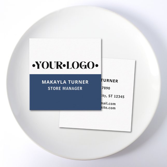 Anpassad logotyp blå fyrkantigt visitkort (Skapare uppladdad)
