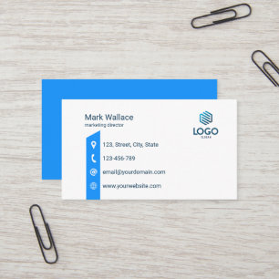 Anpassad logotyp Blå Minimal Corporate It Tech Visitkort