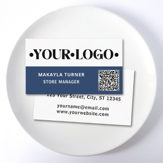 Anpassad logotyp Blå QR-kod Visitkort
