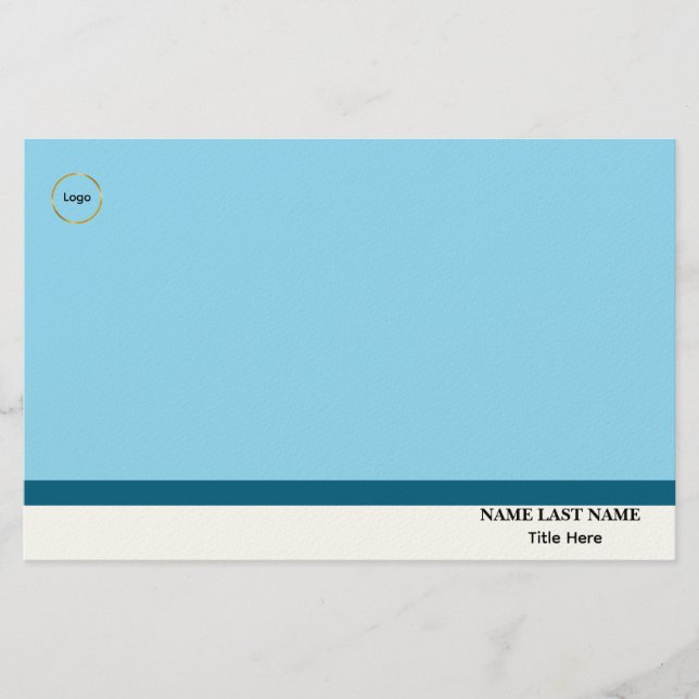 Anpassad logotyp Elegant dammig blå vit magnet Brevpapper (Framsida)