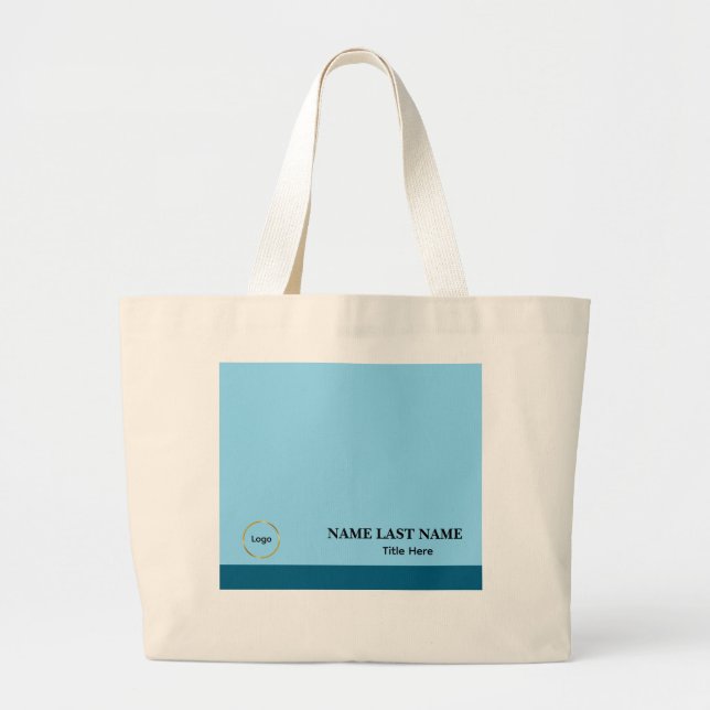 Anpassad logotyp Elegant dammig blå vit magnet Jumbo Tygkasse (Framsidan)