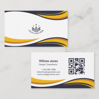 Anpassad logotyp Elegant företagsvåg QR-kod Visitkort