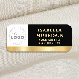 Anpassad logotyp för anställda i svart guld magnet namnbricka