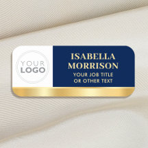 Anpassad logotyp för anställda Navy Gold Magnetisk