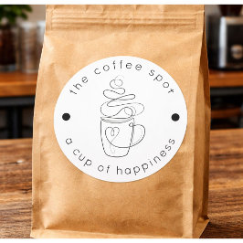 Anpassad logotyp för kafé Modern minimalistisk des Runt Klistermärke
