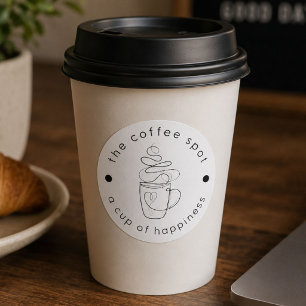 Anpassad logotyp för kafé Modern minimalistisk des Runt Klistermärke