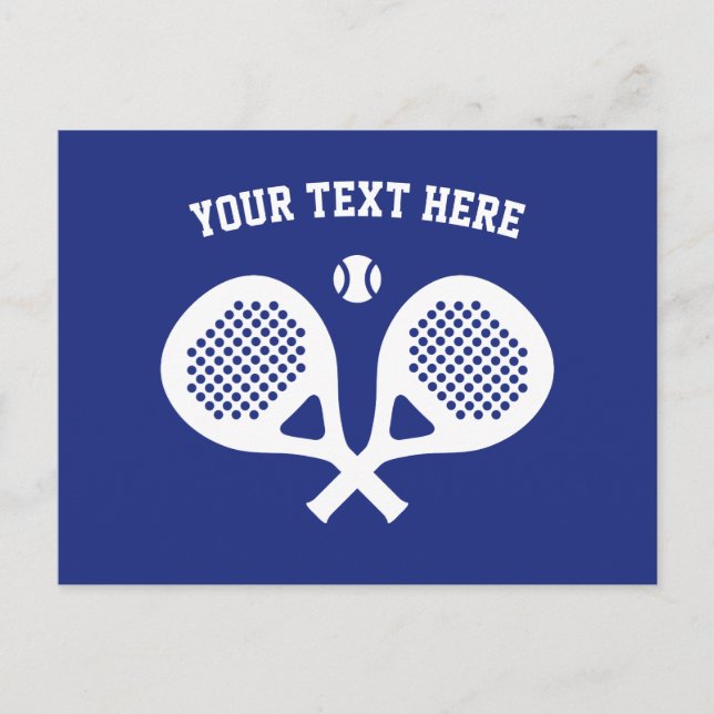 Anpassad logotyp för padeltennis på korslagda rack vykort (Framsida)