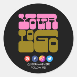 Anpassad logotyp för sociala medier rund klistermä runt klistermärke