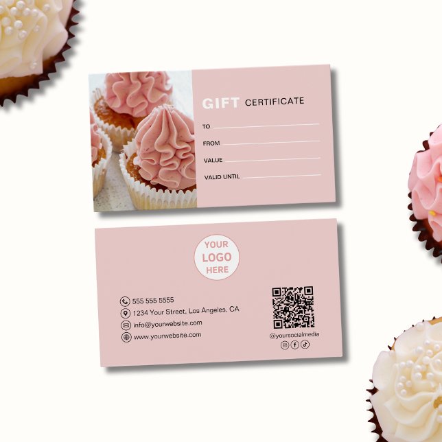 Anpassad logotyp foto Bageri presentkort Visitkort (Custom Logo Photo Bakery Business Gift Certificate)