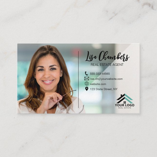 Anpassad logotyp Foto Fastighetsmäklare Realtor Visitkort (Framsida)