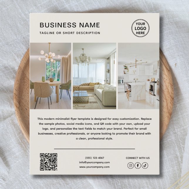 Anpassad logotyp foto modern neutral affärsfolder flygblad (Custom Logo Photo Modern Neutral Business Flyer)