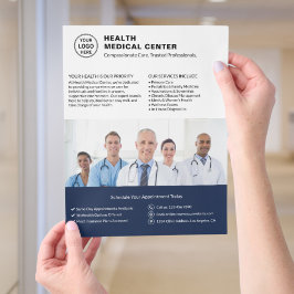 Anpassad logotyp foto QR hälsovård klinik läkare Reklamblad