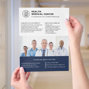 Anpassad logotyp foto QR hälsovård klinik läkare Reklamblad