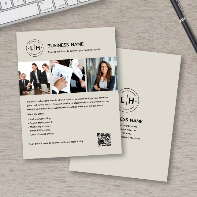 Anpassad logotyp Foto QR Professionell Företagande Flygblad (Skapare uppladdad)
