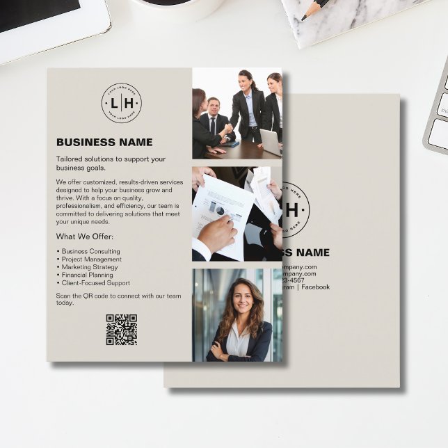 Anpassad logotyp Foto QR Professionell näringsverk Flygblad (Custom Logo Photo QR Professional Business Flyer)