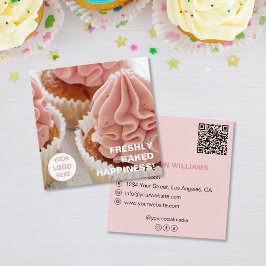 Anpassad logotyp foto QR Rosa Bageri Fyrkantigt Visitkort