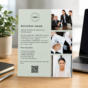 Anpassad logotyp foto QR Sage Green affärsfolder Flygblad