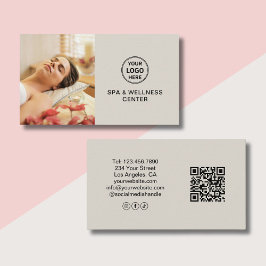 Anpassad logotyp Foto QR Spa Wellnesscenter Visitkort