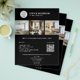 Anpassad logotyp Foto QR Svart Professionell Föret Reklamblad