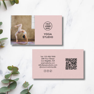 Anpassad logotyp Foto QR Yoga Instruktör Lärare Ro Visitkort