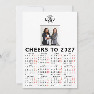 Anpassad logotyp foto vit kalender 2026 Företag Julkort