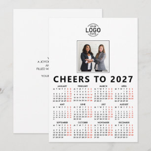 Anpassad logotyp foto vit kalender 2026 Företag Julkort