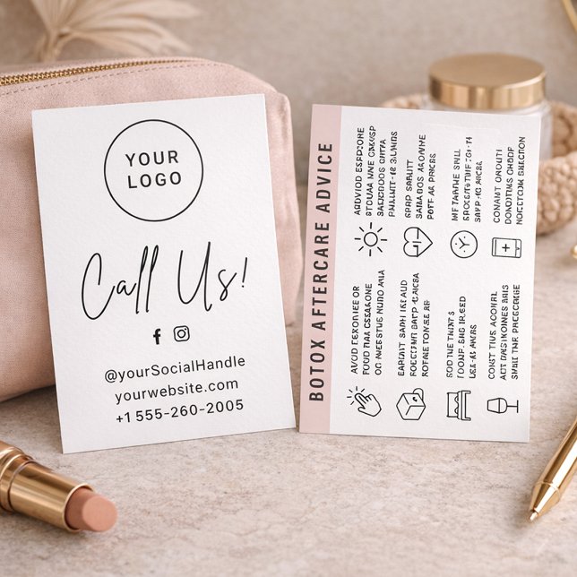 Anpassad logotyp  Instruktionskort för eftervård v Visitkort (Custom Logo Injection Aftercare Instruction Card)