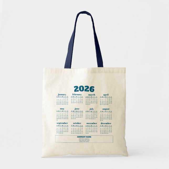 Anpassad logotyp Kampanj 2026 Kalender Handväskor Tygkasse (Framsidan)