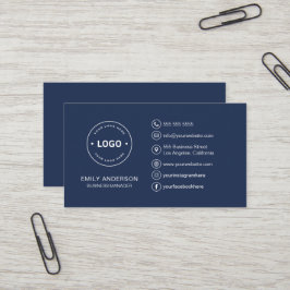 Anpassad logotyp Minimal Navyblå Yrkesmässig Visitkort