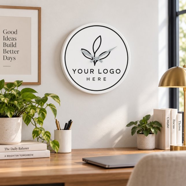 Anpassad logotyp Minimalistisk verksamhet Stor Klocka (Custom Logo Minimalist Business Large Clock)