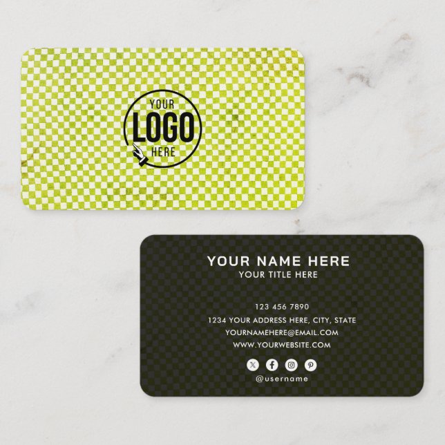 Anpassad logotyp Modern Rutig Professionell Visitkort (Fram/baksida)