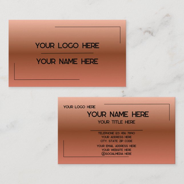 Anpassad logotyp Namn Minimalistisk Modern Profess Visitkort (Fram/baksida)