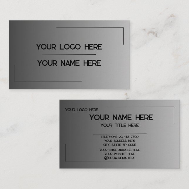 Anpassad logotyp Namn Minimalistisk Modern Profess Visitkort (Fram/baksida)