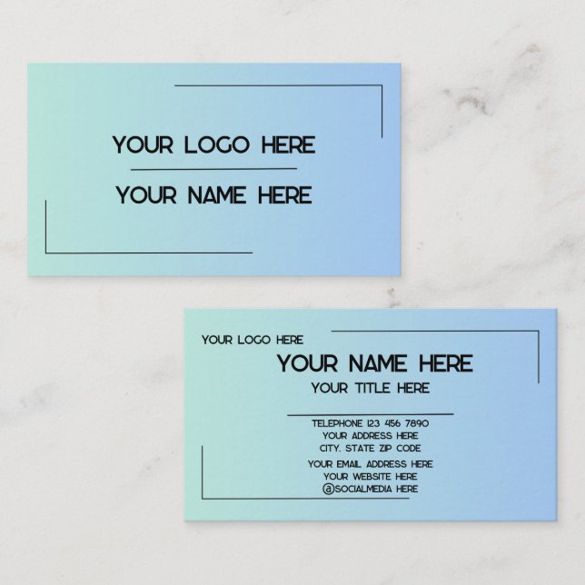 Anpassad logotyp Namn Minimalistisk Modern Profess Visitkort (Fram/baksida)