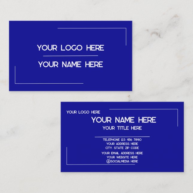 Anpassad logotyp Namn Minimalistisk Modern Profess Visitkort (Fram/baksida)