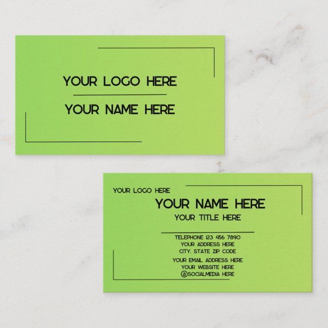 Anpassad logotyp Namn Minimalistisk Modern Profess Visitkort (Fram/baksida)