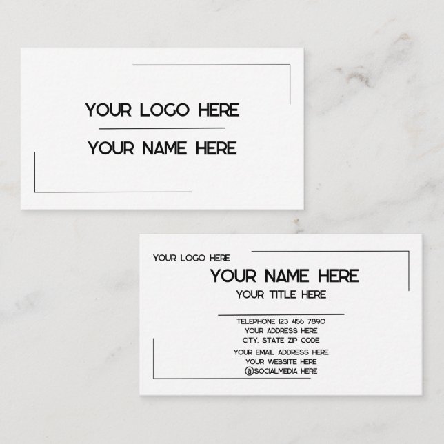 Anpassad logotyp Namn Minimalistisk Modern Profess Visitkort (Fram/baksida)