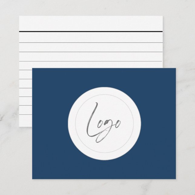 Anpassad logotyp Navy Blue Cue-kort Tilläggskort (Fram/baksida)