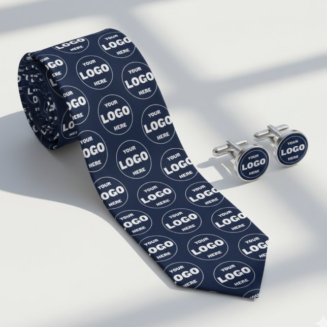 Anpassad logotyp Navy Blue Slipsklipp - Profession Slips (Custom Logo Navy Blue Tie - Professional Branded Neck Tie)