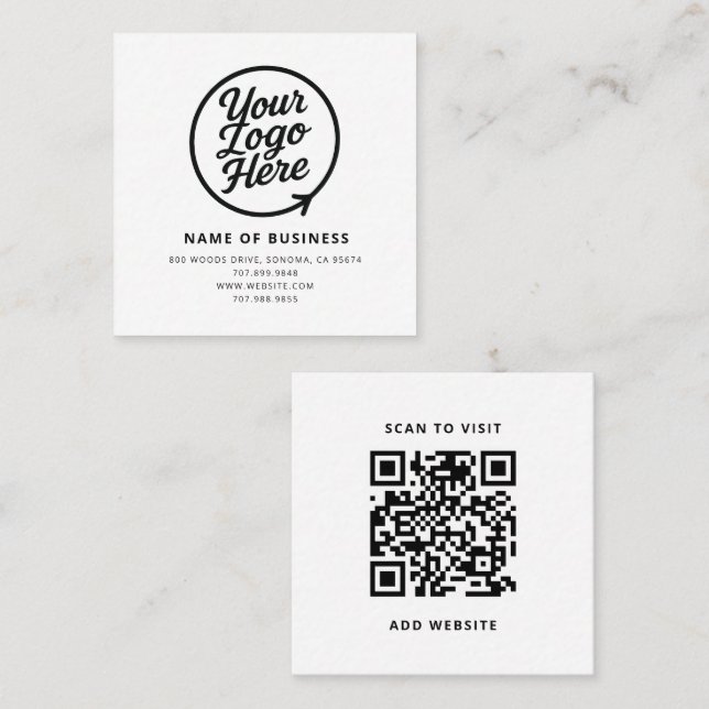 Anpassad logotyp och QR-kod Fyrkantigt Visitkort (Fram/baksida)